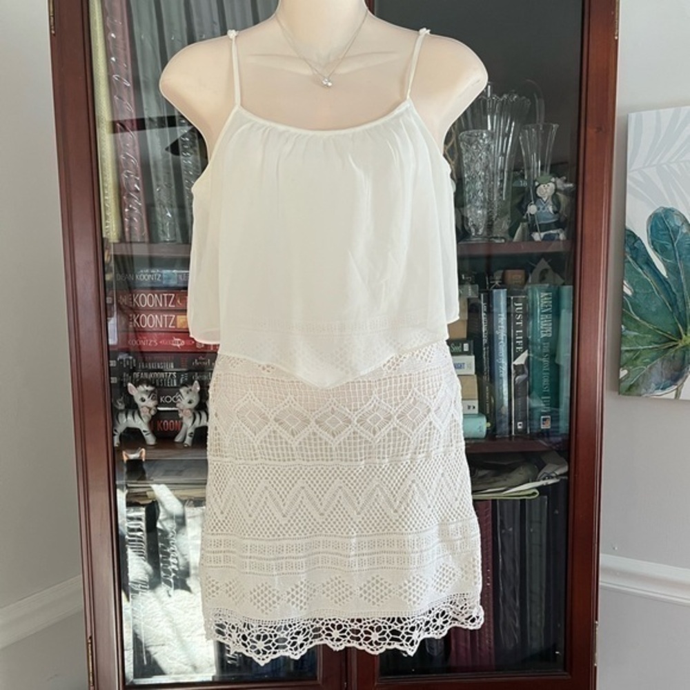 American Eagle Lacey Sleeveless Dress Size 0 Off White